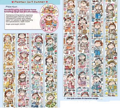 Haemorrhoid tape packaging stickers with cute cartoon characters on Japanese paper, 42 style options
