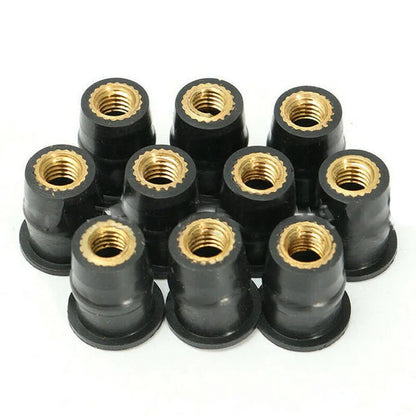 Black motorcycle windscreen brass nut expansion rubber fasteners in M4 M5 M6 sizes
