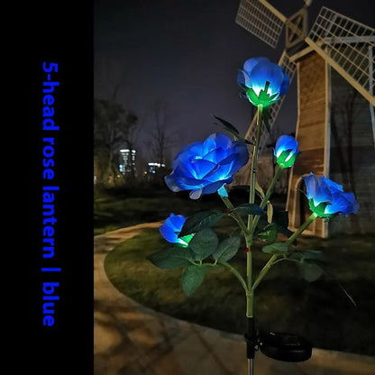 Colour-changing solar-powered flower-shaped lawn lamp for outdoor garden lighting