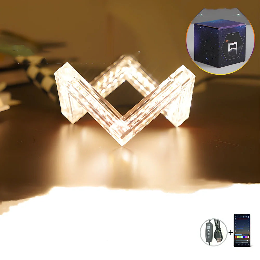 Acrylic Bluetooth desk lamp with 12x12x8.7cm dimensions and 9W LED lighting