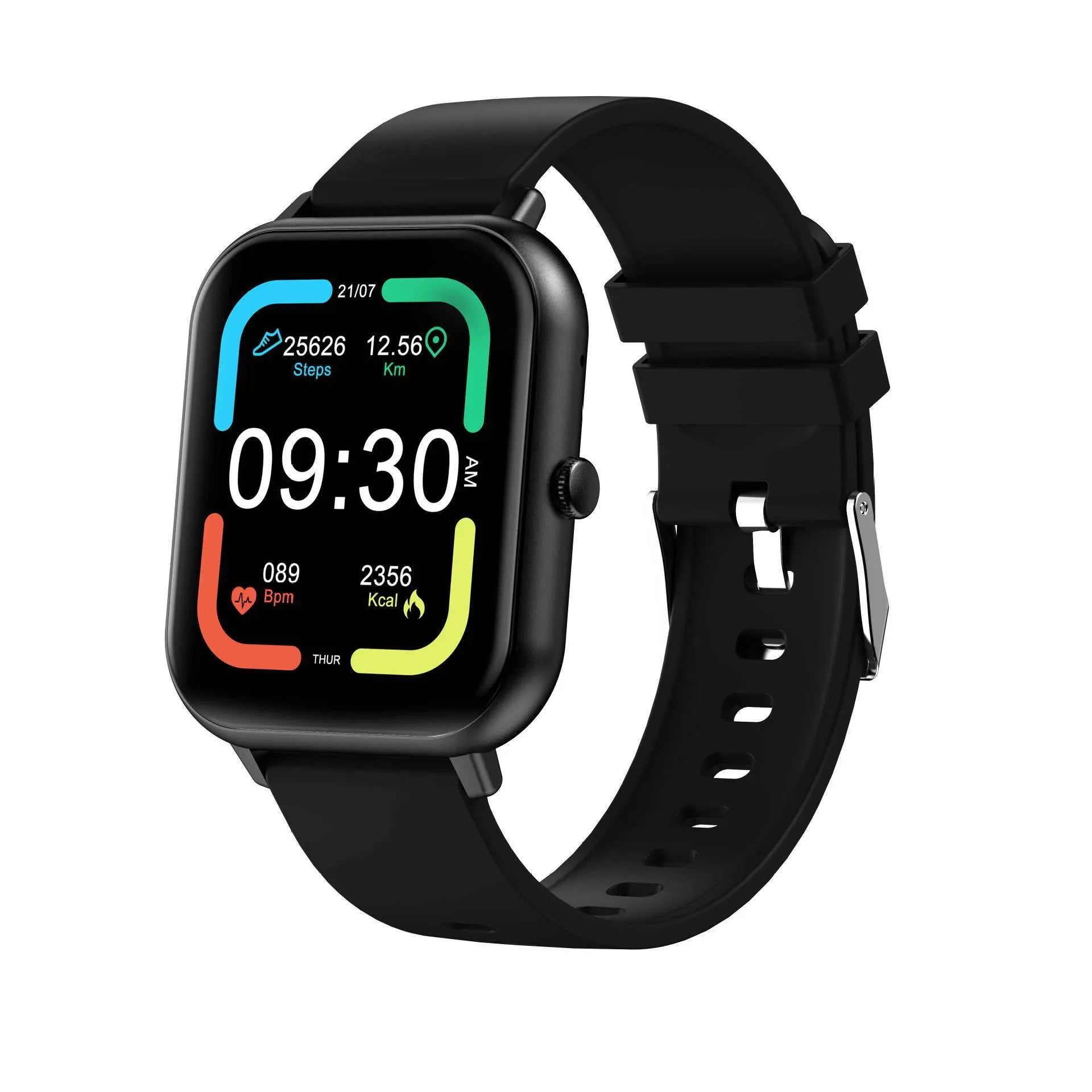 One-Click Link smart watch in black, silver grey, pink, or khaki with TFT touchscreen and wrist strap
