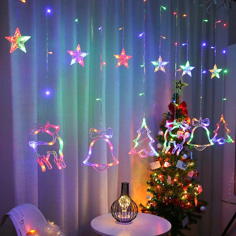 Christmas Deer Tree Bells Star String Fairy Lights for festive holiday decoration