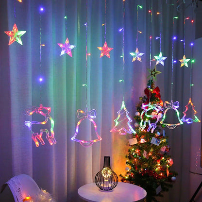 Christmas Deer Tree Bells Star String Fairy Lights for festive holiday decoration