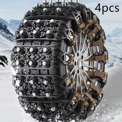 Universal rubber snow nonskid chains for car tires in yellow and black