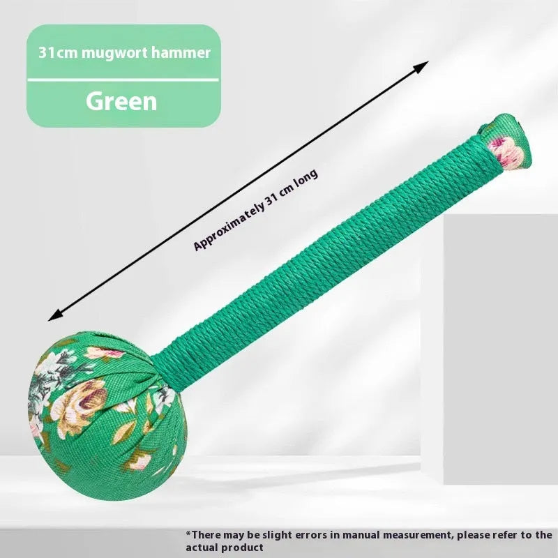 Argy wormwood massage hammer in green colour with 26cm handle for neck and shoulder massage