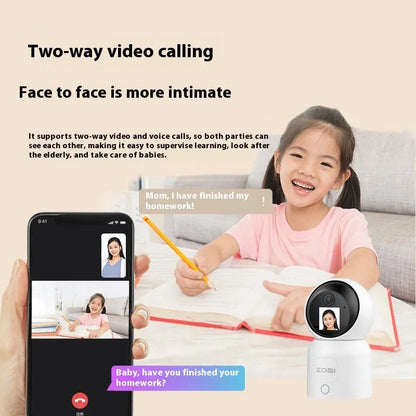 Zhou Shi wireless indoor security camera with plastic housing and screw-fixed bracket