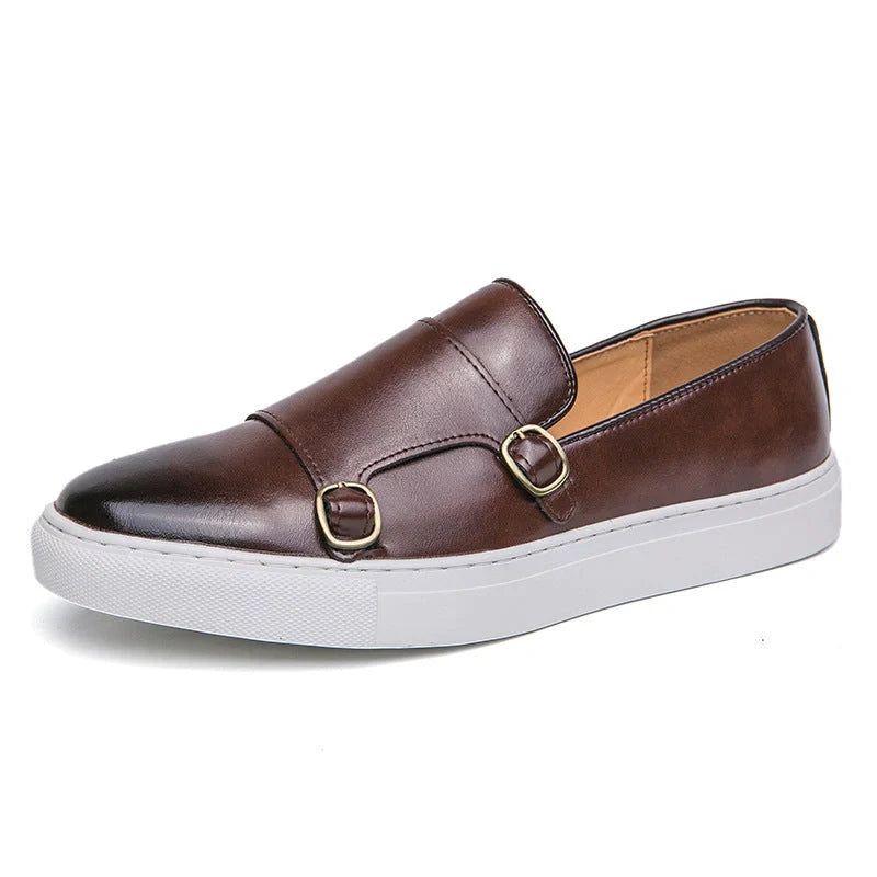 Men's colored leather slip-on loafers for business casual wear