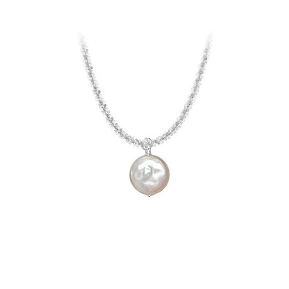 Elegant 925 Sterling Silver Necklace featuring lustrous Baroque Pearls in a sophisticated starry sky chain design