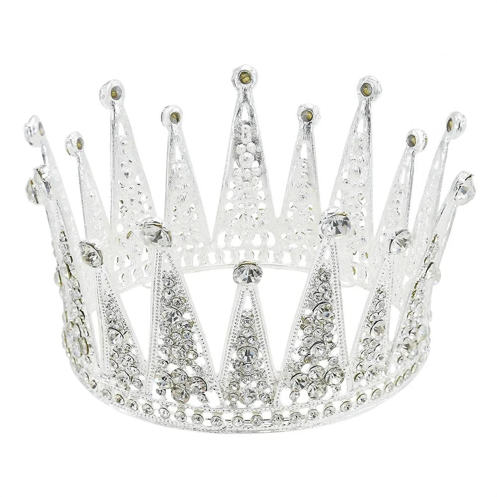 Alloy hollow diamond bridal crown in gold and silver, showcasing elegant design and sparkling diamond details.
