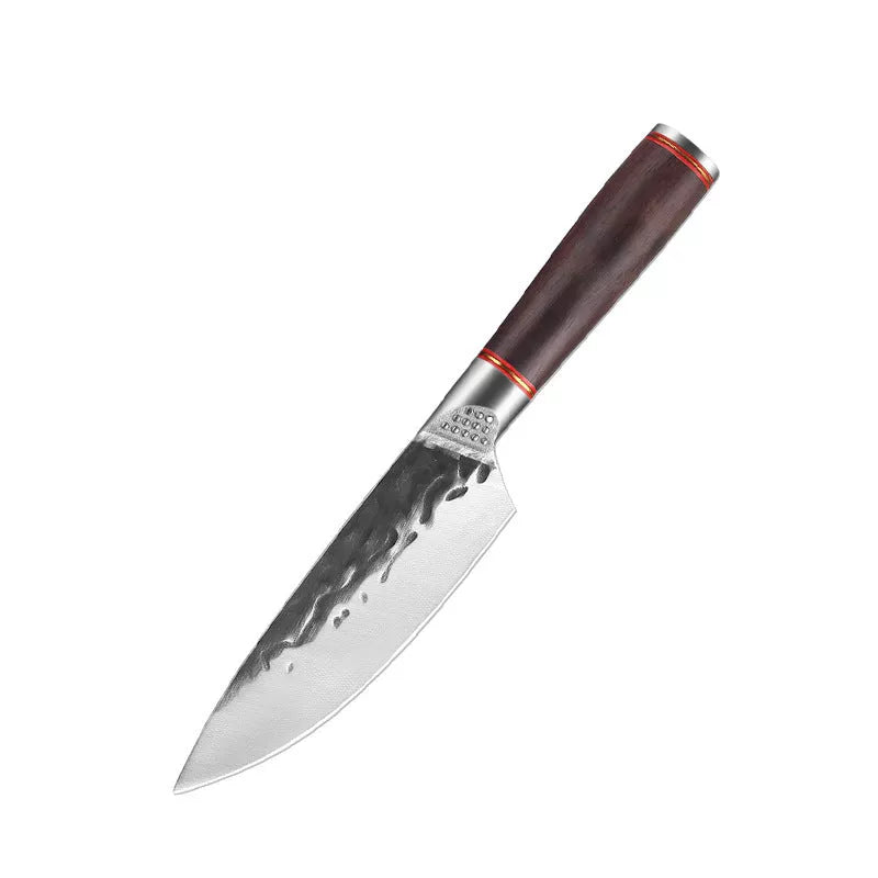 Forged Hammer Pattern Cutting Tool Stainless Steel Set with various knives and sheaths