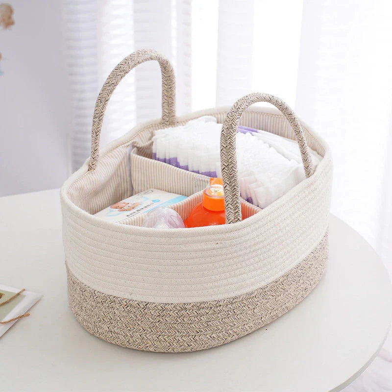 Eco-Friendly Infant & Kitchen Multi-Use Storage Basket in Beige Color