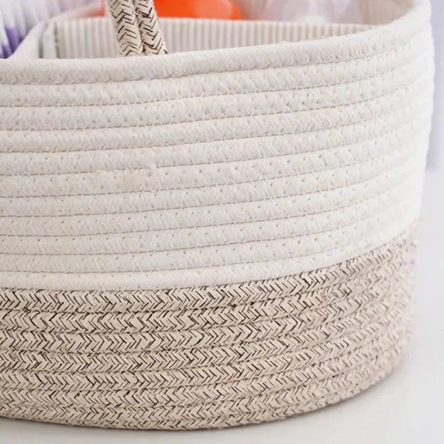 Eco-Friendly Infant & Kitchen Multi-Use Storage Basket in Beige Color