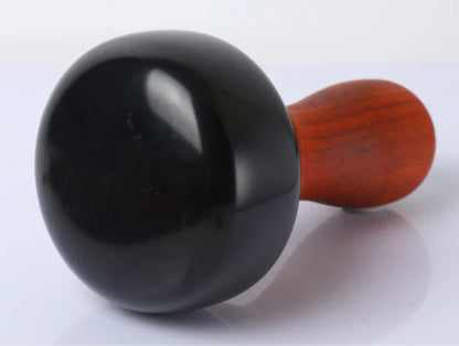 Bian Stone Warming Moxibustion Apparatus with red rosewood construction and natural bian stone for targeted heat therapy and traditional Chinese healing