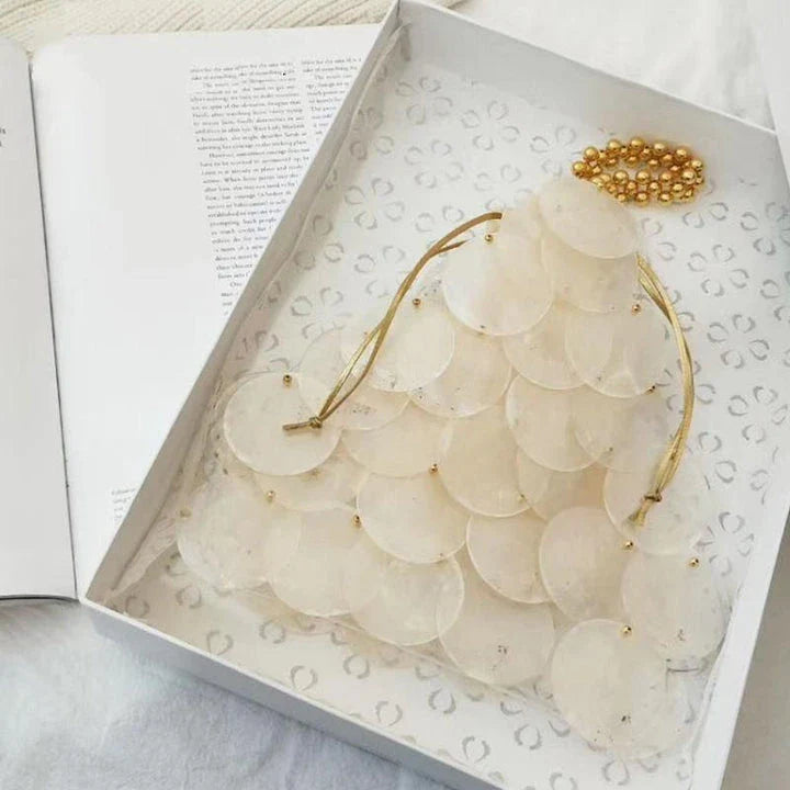 Luxury Sequin Evening Shell Bag with a unique shell shape and sparkling sequin decoration