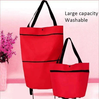Foldable Shopping Trolley Tote Bag made of durable 600D Oxford Cloth with a large 23L capacity and versatile 2-in-1 design