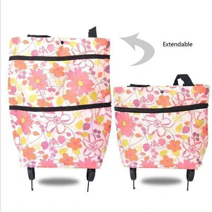 Foldable Shopping Trolley Tote Bag made of durable 600D Oxford Cloth with a large 23L capacity and versatile 2-in-1 design