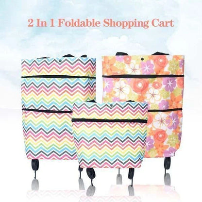 Foldable Shopping Trolley Tote Bag made of durable 600D Oxford Cloth with a large 23L capacity and versatile 2-in-1 design