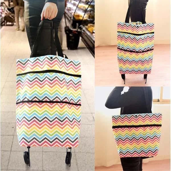 Foldable Shopping Trolley Tote Bag made of durable 600D Oxford Cloth with a large 23L capacity and versatile 2-in-1 design