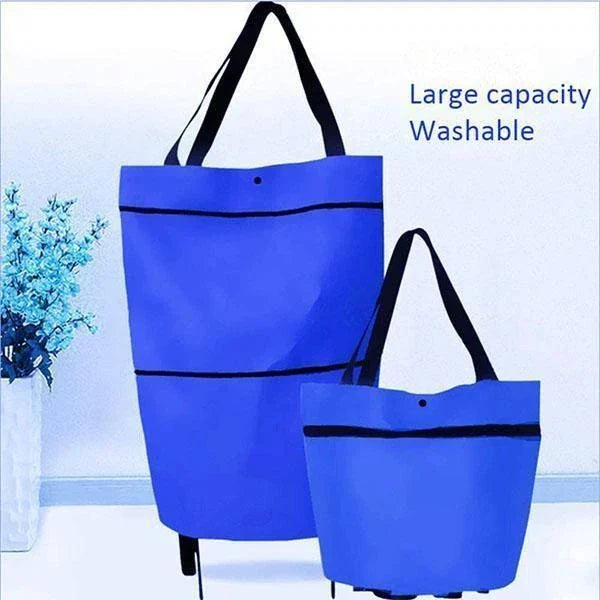 Foldable Shopping Trolley Tote Bag made of durable 600D Oxford Cloth with a large 23L capacity and versatile 2-in-1 design