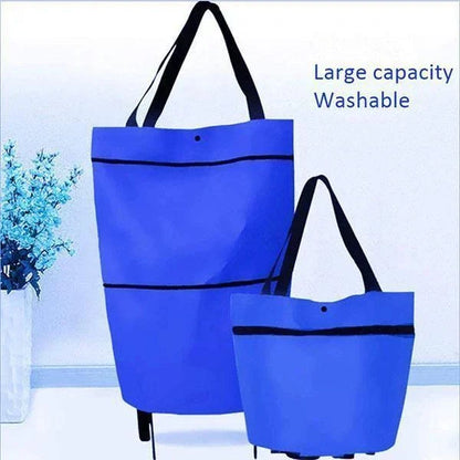 Foldable Shopping Trolley Tote Bag made of durable 600D Oxford Cloth with a large 23L capacity and versatile 2-in-1 design