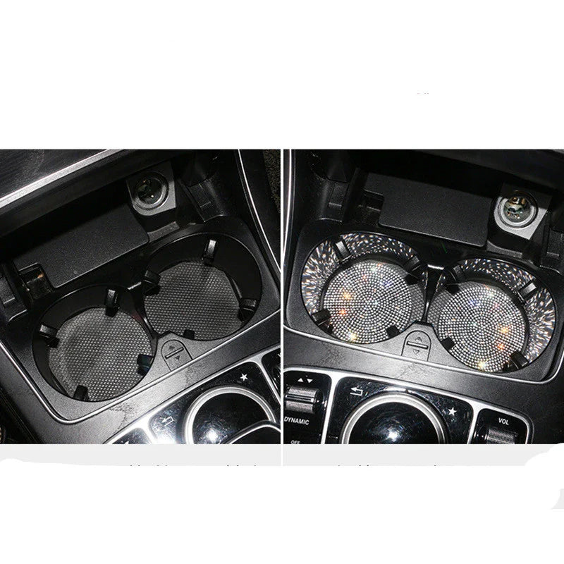 Bling Car Coasters with Crystal Rhinestones for Universal Cup Holders - Elevate Your Driving Experience