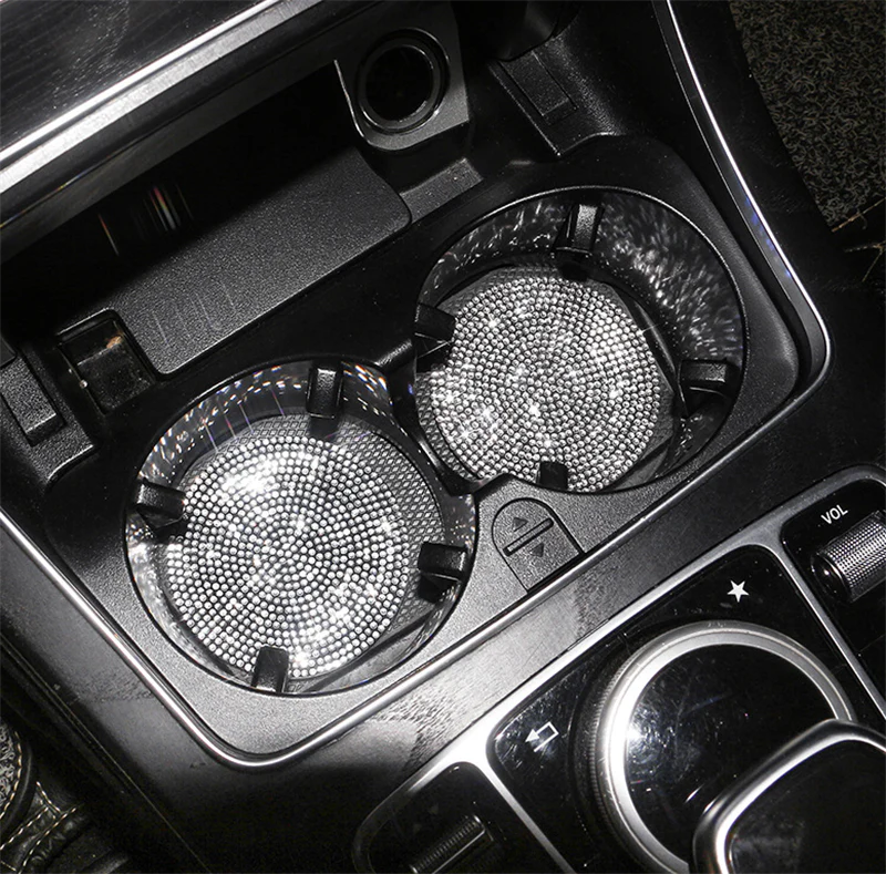 Bling Car Coasters with Crystal Rhinestones for Universal Cup Holders - Elevate Your Driving Experience
