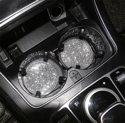 Bling Car Coasters with Crystal Rhinestones for Universal Cup Holders - Elevate Your Driving Experience