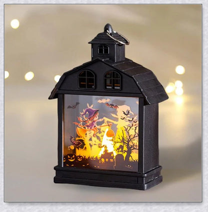 Set of 4 Illuminova Vintage Halloween Lanterns with Flameless Candles, featuring pumpkins, ghosts, and other spooky designs for a charming, Halloween-themed decor.