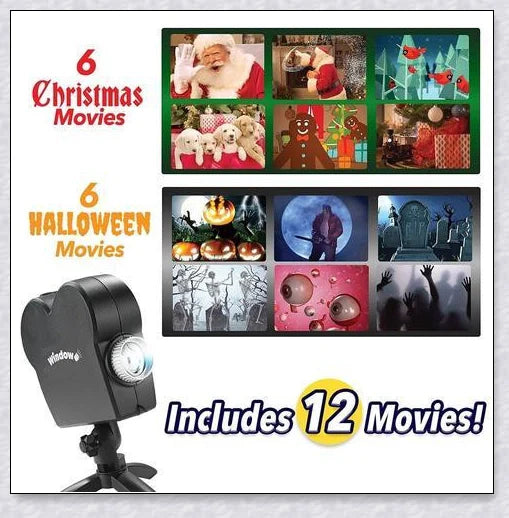 Magic Window Projector turning a window into a festive holiday display