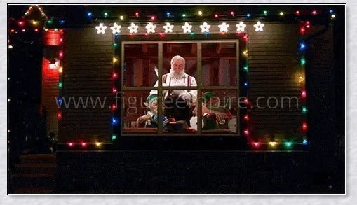 Magic Window Projector turning a window into a festive holiday display