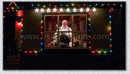 Magic Window Projector turning a window into a festive holiday display