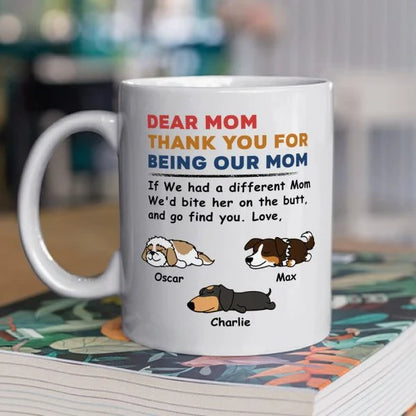 Bite Her Butt - Personalized Custom Coffee Mug, a unique and playful gift for pet lovers with customizable text