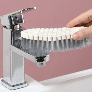A versatile bathroom tile cleaning brush with a flexible design and durable materials for effortless scrubbing of tiles, grout, and other surfaces.