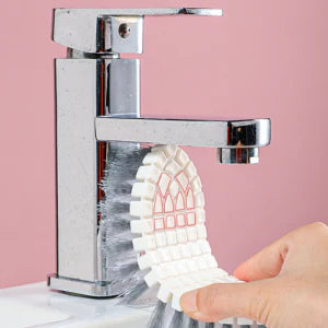 A versatile bathroom tile cleaning brush with a flexible design and durable materials for effortless scrubbing of tiles, grout, and other surfaces.