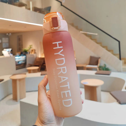 Large Capacity Gradient Frosted Water Bottle in Yellow Color - Stylish Hydration Companion for Fitness, Hiking, and Everyday Use