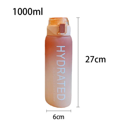 Large Capacity Gradient Frosted Water Bottle in Yellow Color - Stylish Hydration Companion for Fitness, Hiking, and Everyday Use