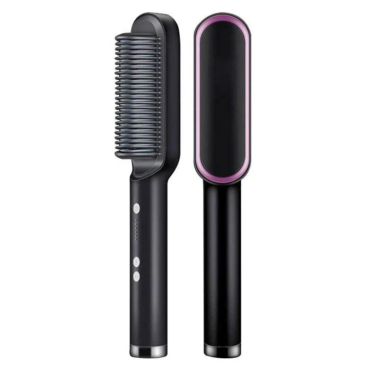 Hair Straightener Brush with Ionic Hot Comb and Ceramic Heating Technology
