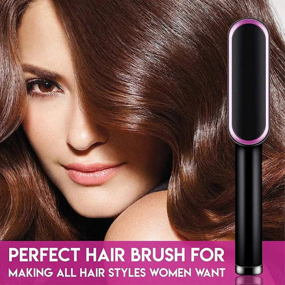 Hair Straightener Brush with Ionic Hot Comb and Ceramic Heating Technology