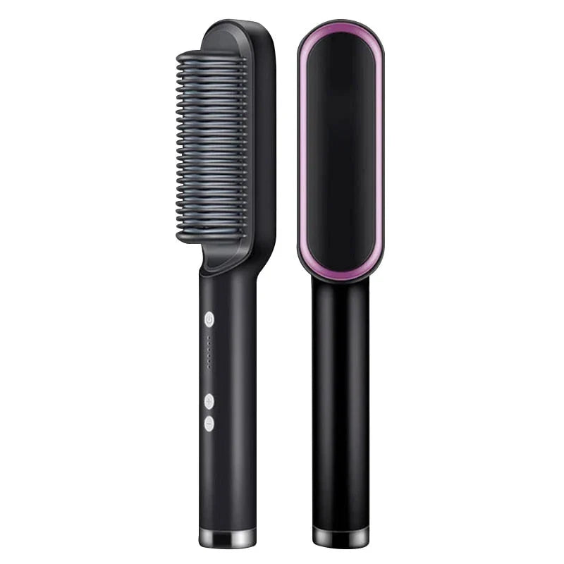 Hair Straightener Brush with Ionic Hot Comb and Ceramic Heating Technology