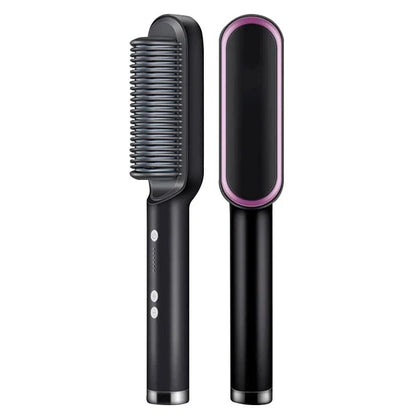 Hair Straightener Brush with Ionic Hot Comb and Ceramic Heating Technology