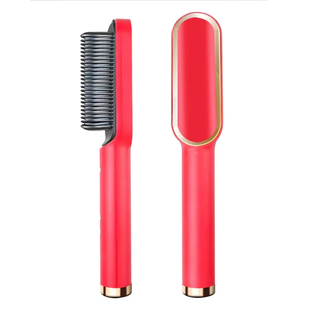 Hair Straightener Brush with Ionic Hot Comb and Ceramic Heating Technology