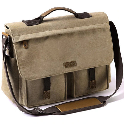 Vintage-inspired messenger bag for men made of high-quality PU leather material with multiple pockets for organization