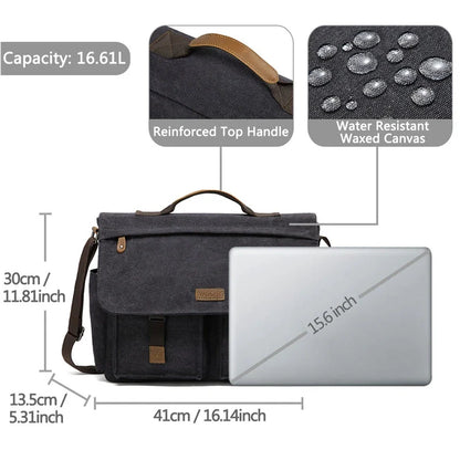 Vintage-inspired messenger bag for men made of high-quality PU leather material with multiple pockets for organization