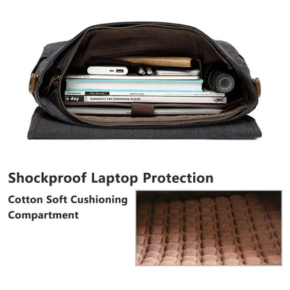 Vintage-inspired messenger bag for men made of high-quality PU leather material with multiple pockets for organization