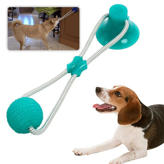 Green multifunctional pet cleaning toy with grooves and textures for teeth cleaning and chewing
