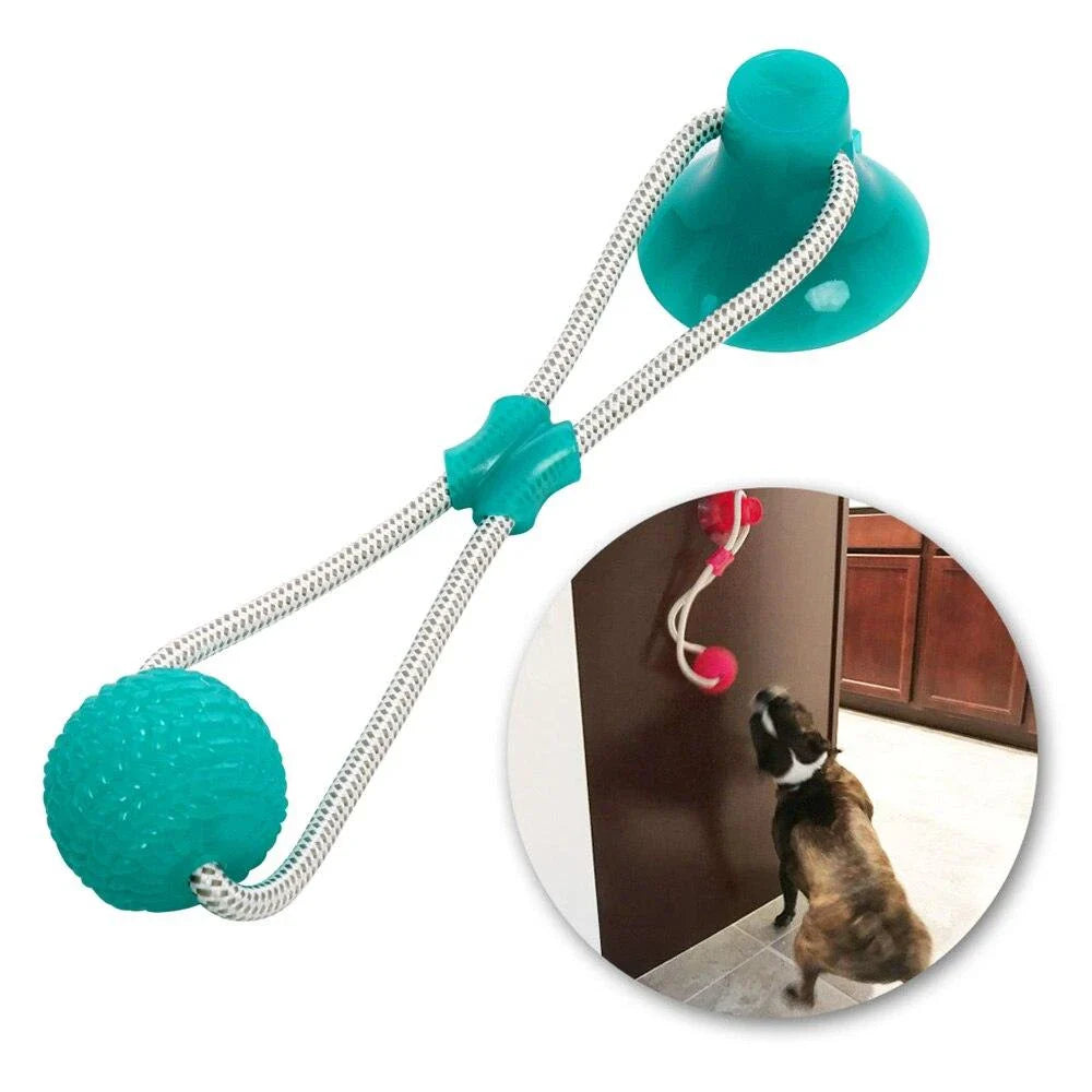 Green multifunctional pet cleaning toy with grooves and textures for teeth cleaning and chewing
