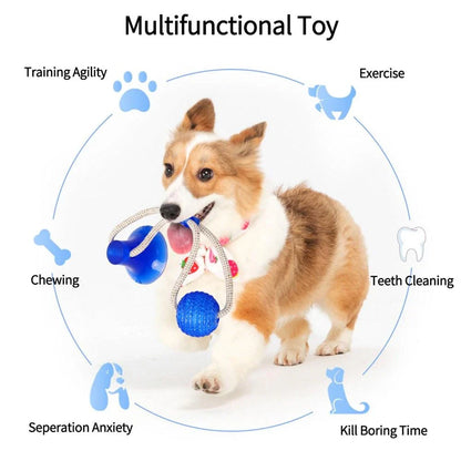Green multifunctional pet cleaning toy with grooves and textures for teeth cleaning and chewing