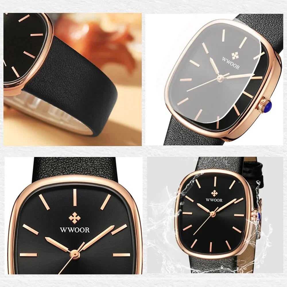 Luxury Leather Quartz Bracelet Watch for Women with Sleek Dial and Durable Leather Strap