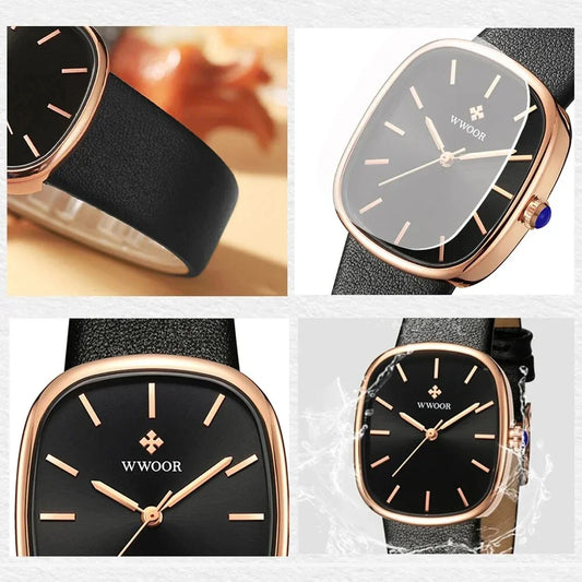 Luxury Leather Quartz Bracelet Watch for Women with Sleek Dial and Durable Leather Strap