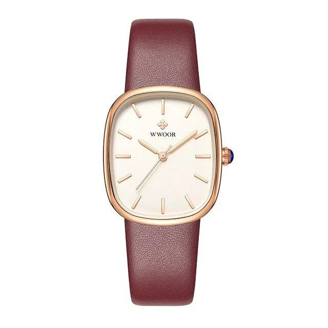 Luxury Leather Quartz Bracelet Watch for Women with Sleek Dial and Durable Leather Strap